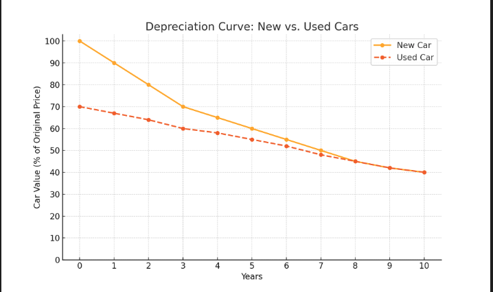 Depreciation Curve: New vs leasing a car- Infographic